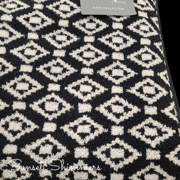8pc Loft 2 Bath 2 Hand 4 Washcloth Black & White Diamond Tile Towel Set New - Picture 8 of 11